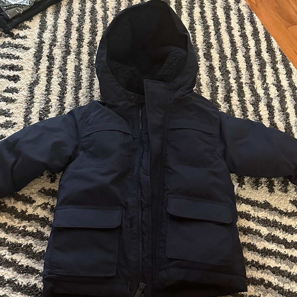 Kids Navy Blue Hooded Jacket